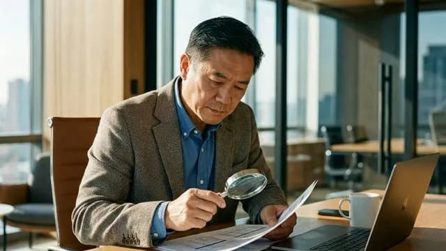 이민 서류 작업을 하는 창업자 스타일의 옆모습